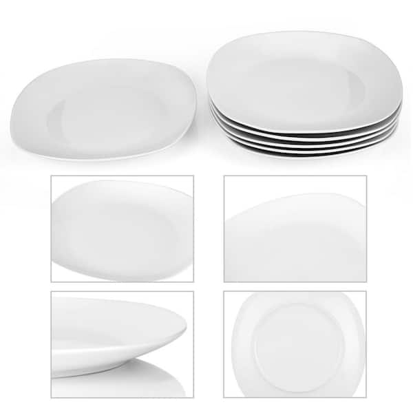 MALACASA, Series Blance, 6-Piece Porcelain Dinner Plates Dinnerware Set,  Ivory White Dinner Set, 10.25