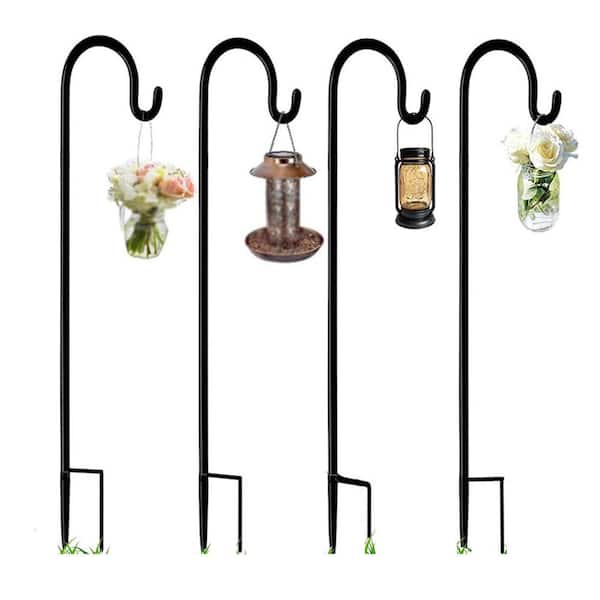 Unbranded 32 in. Black Premium Metal Shepherd Hooks Adjustable (4 Pack)