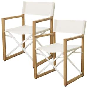 Folding Aluminum Outdoor Dining Chair in White Set of 2