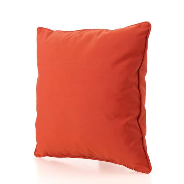 Unbranded 18 in. W x 18 in. H Orange Outdoor Throw Pillow, Water Resistant Lumbar Pillow (1-Pack)