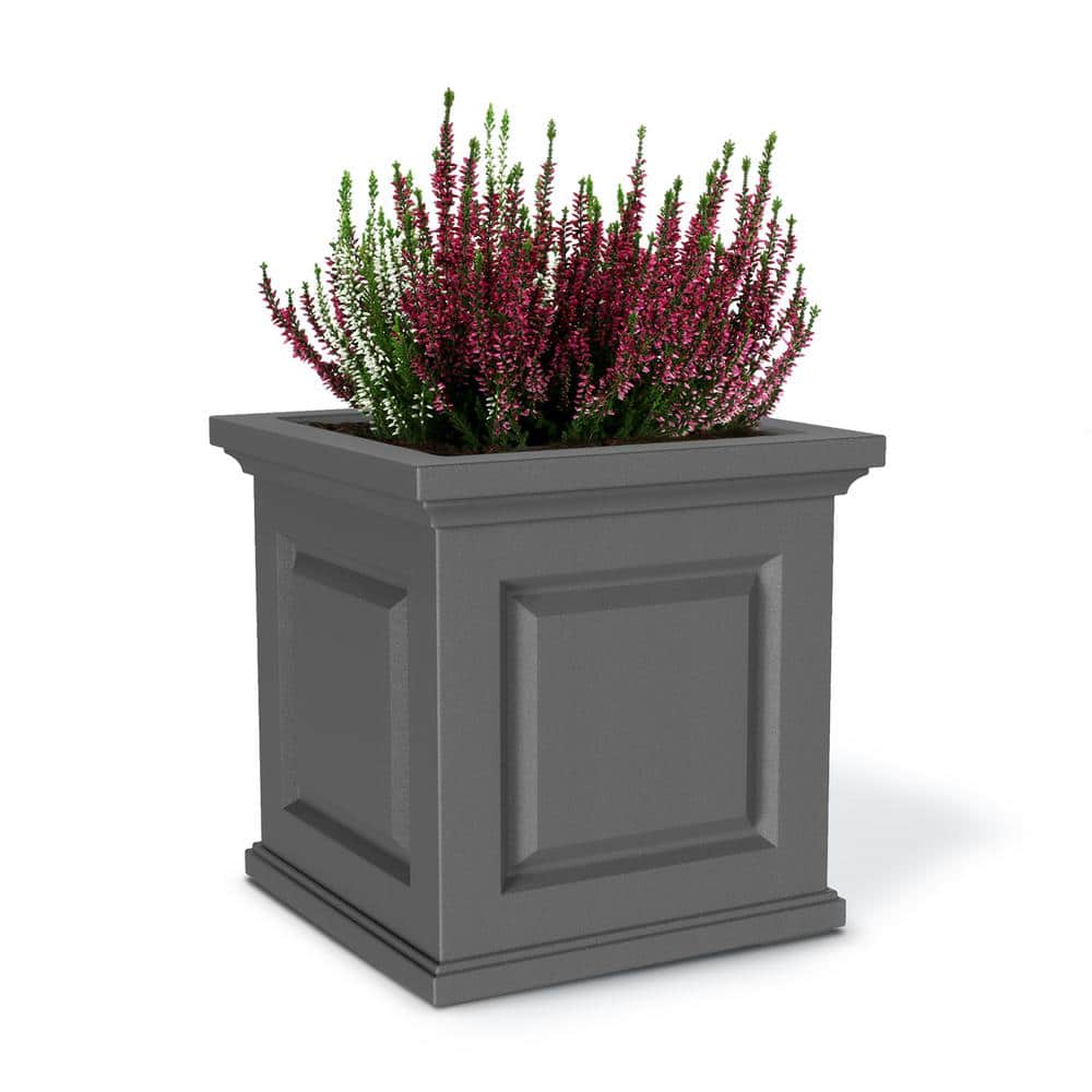 Mayne Nantucket 16 in. Square Self-Watering Graphite Grey Polyethylene Planter 5865-GRG Sansujyuku sansujyuku.com