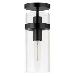 Meyer&Cross Bartlett 9 in. 1-Light Matte Black and Clear Glass Semi ...