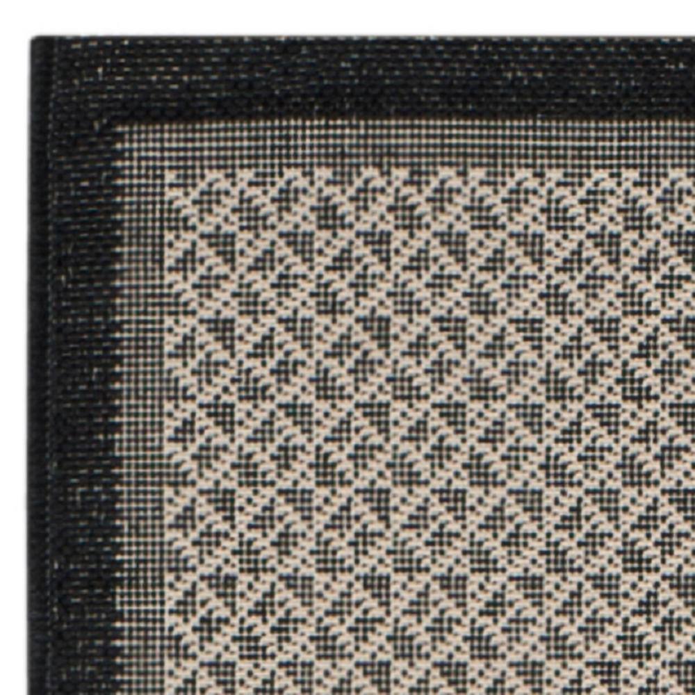 Black and Sand Geometric Outdoor Runner Rug