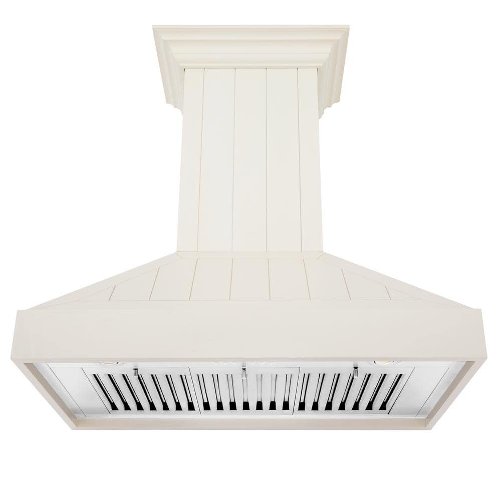 30" Cottage White Pine and Stainless Steel Wall Mount Range Hood