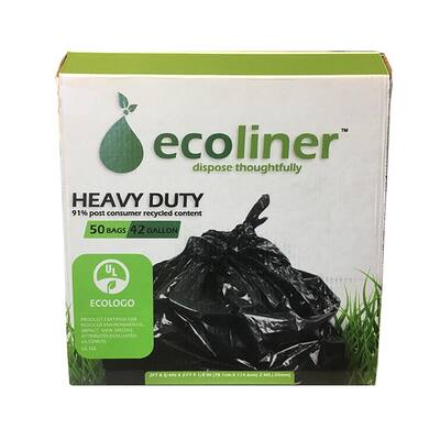 42 Gal. 91% Recycled Black Trash Bags (50-Count)