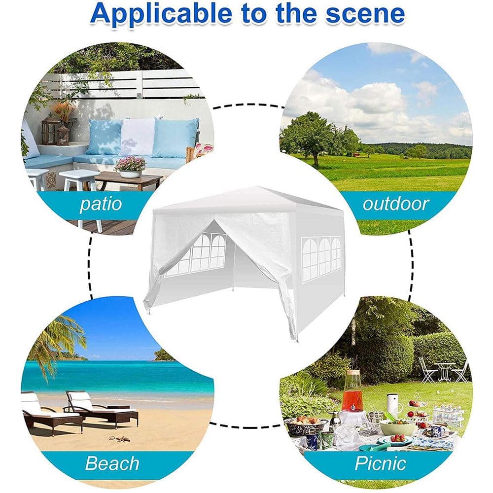 White 10x10 ft. Heavy Duty Waterproof Gazebo Canopy Tent