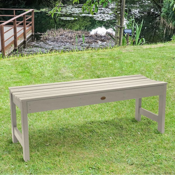 Highwood Lehigh 4 ft. 2-Person Whitewash Recycled Plastic Outdoor Picnic Bench