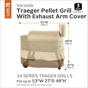 Veranda 53 in. W x 27 in. D x 49 in. H Traeger Pellet BBQ Grill with Exhaust Arm Cover in Pebble