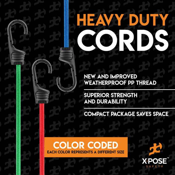 8 Pcs 18 Inch Bungee Cords With Carabiner Hooks – Heavy Duty Elastic Straps For Outdoor & Cargo Use