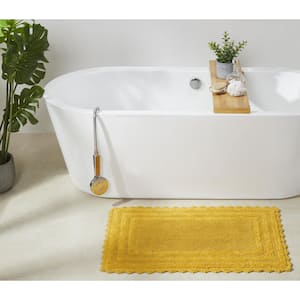 Lilly Crochet Collection 21 in. x 34 in. Yellow 100% Cotton Rectangle Bath Rug