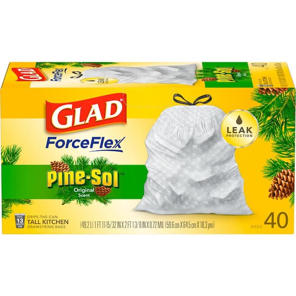 Glad 13 Gal. 40ct Force Flex DS Pine-Sol OS Trash Bag 1258722372