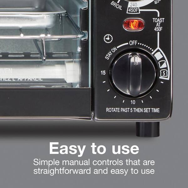 Proctor Silex 1000 W 4-Slice Black Toaster Oven with Broiler and  Temperature Control 31118PS
