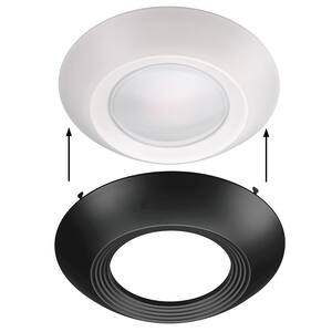 Disk Light Kit 5 in./6 in. 3000K Integrated LED Recessed Light Trim with Black Trim Cover (12-Pack)