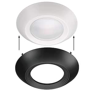 Disk Light Kit 5 in./6 in. 3000K Integrated LED Recessed Light Trim with Black Trim Cover (2-Pack)