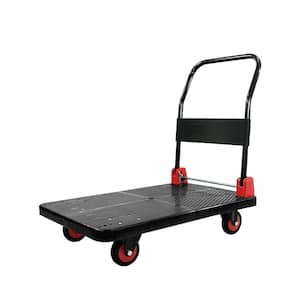 Anky 1100 lbs. Capacity Platform Cart Heavy-Duty Dolly Folding Foldable Moving Warehouse Push Hand Truck Wheel in Red