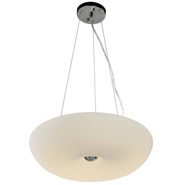 Varaluz Swirled 3-Light 18 in. W Chrome Pendant with White Opal Glass