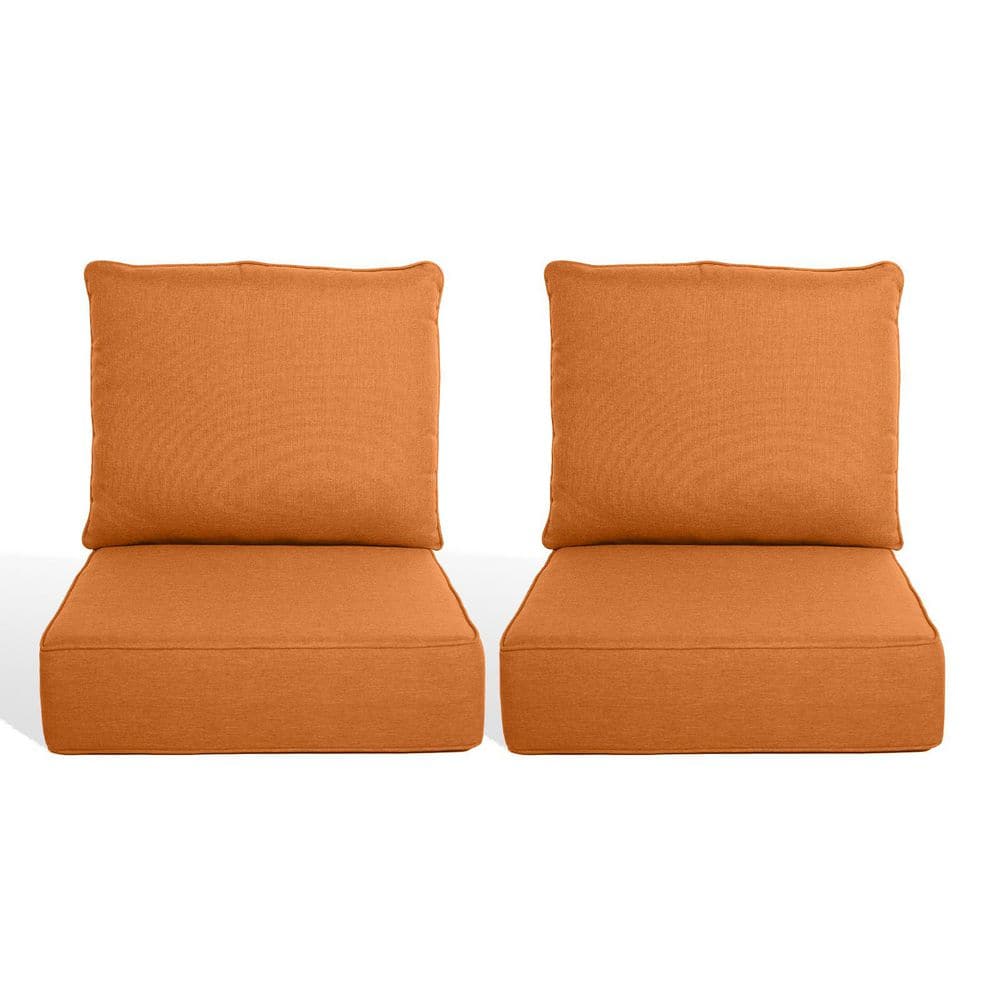 PlushCore 24 in. x 24 in. x 6 in. 4-Piece Deep Seating Outdoor Couch Thick Cushion Set in Orange (2-Set) price history on PriceWatchPro