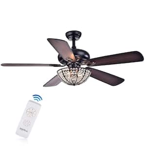 Hannele 52 in. Indoor Black Finish Remote Controlled Ceiling Fan with Light Kit