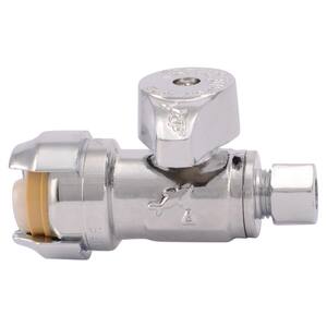 1/2 in. Push-to-Connect x 1/4 in. O.D. Compression Chrome-Plated Brass Quarter-Turn Straight Stop Valve
