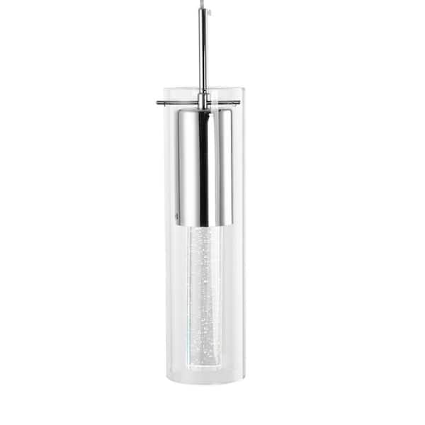 LAZZUR Aubetin 4 in. 1-Light Polished Chrome Pendant with Clear Glass Shade