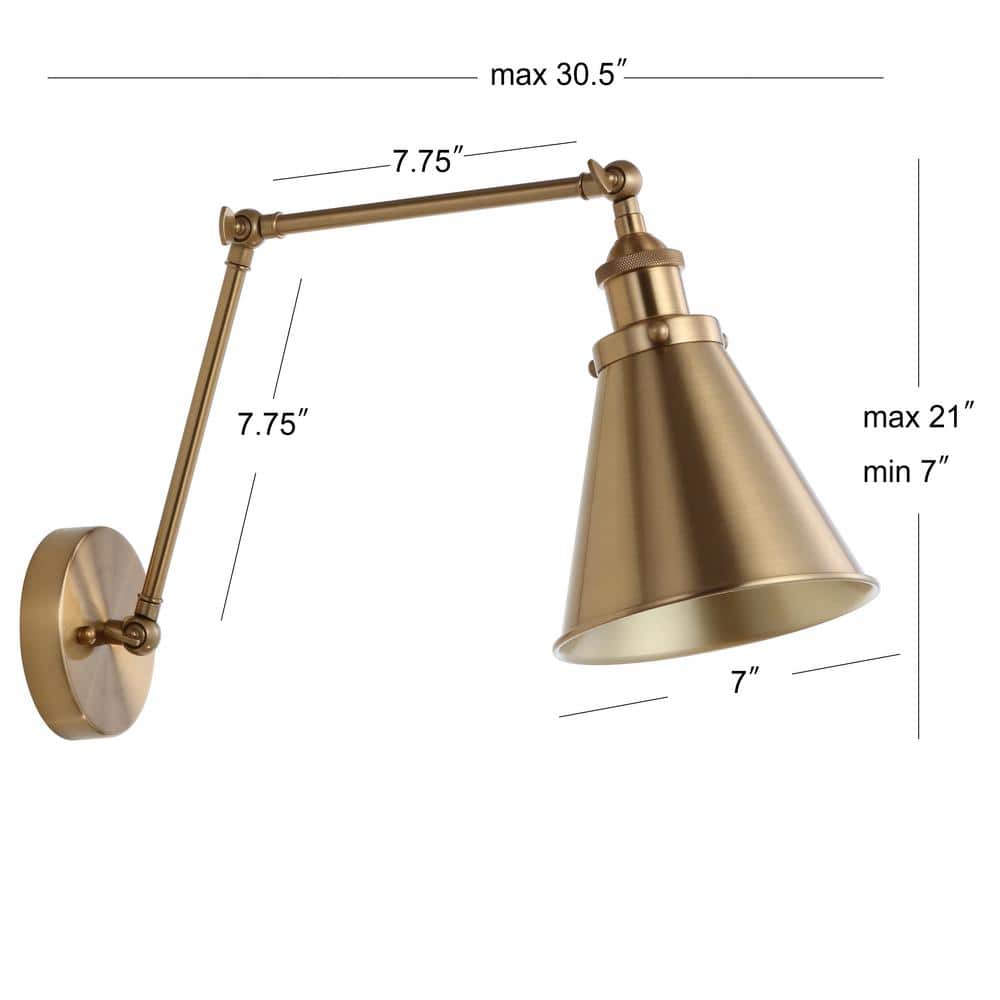 Brass Gold Adjustable Arm LED Wall Sconce