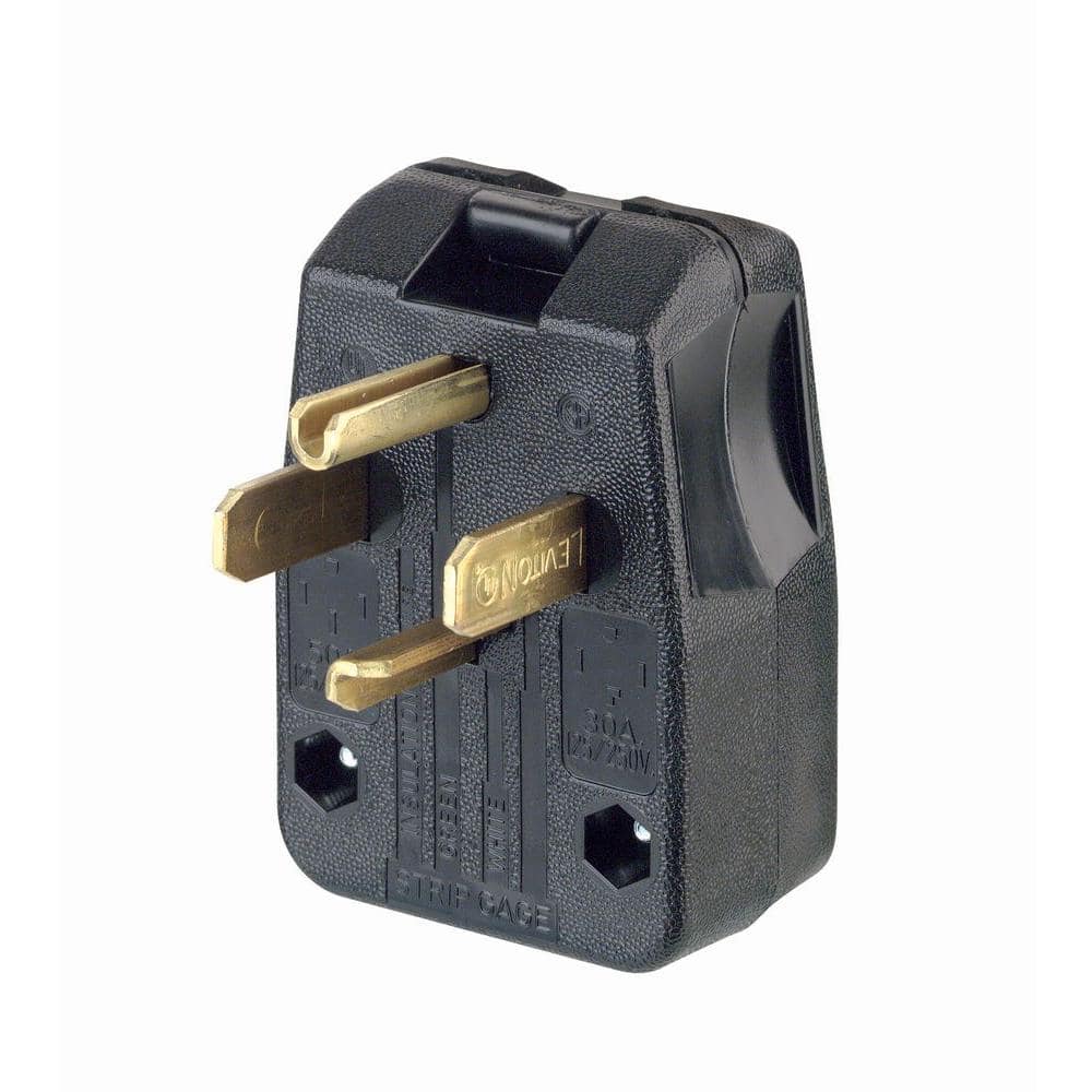 Symptomen Mexico Decoratief Leviton 30/50 Amp 3-Pole Angle Plug NEMA 14-30P/14-50P, Black-R50-00275-00T  - The Home Depot