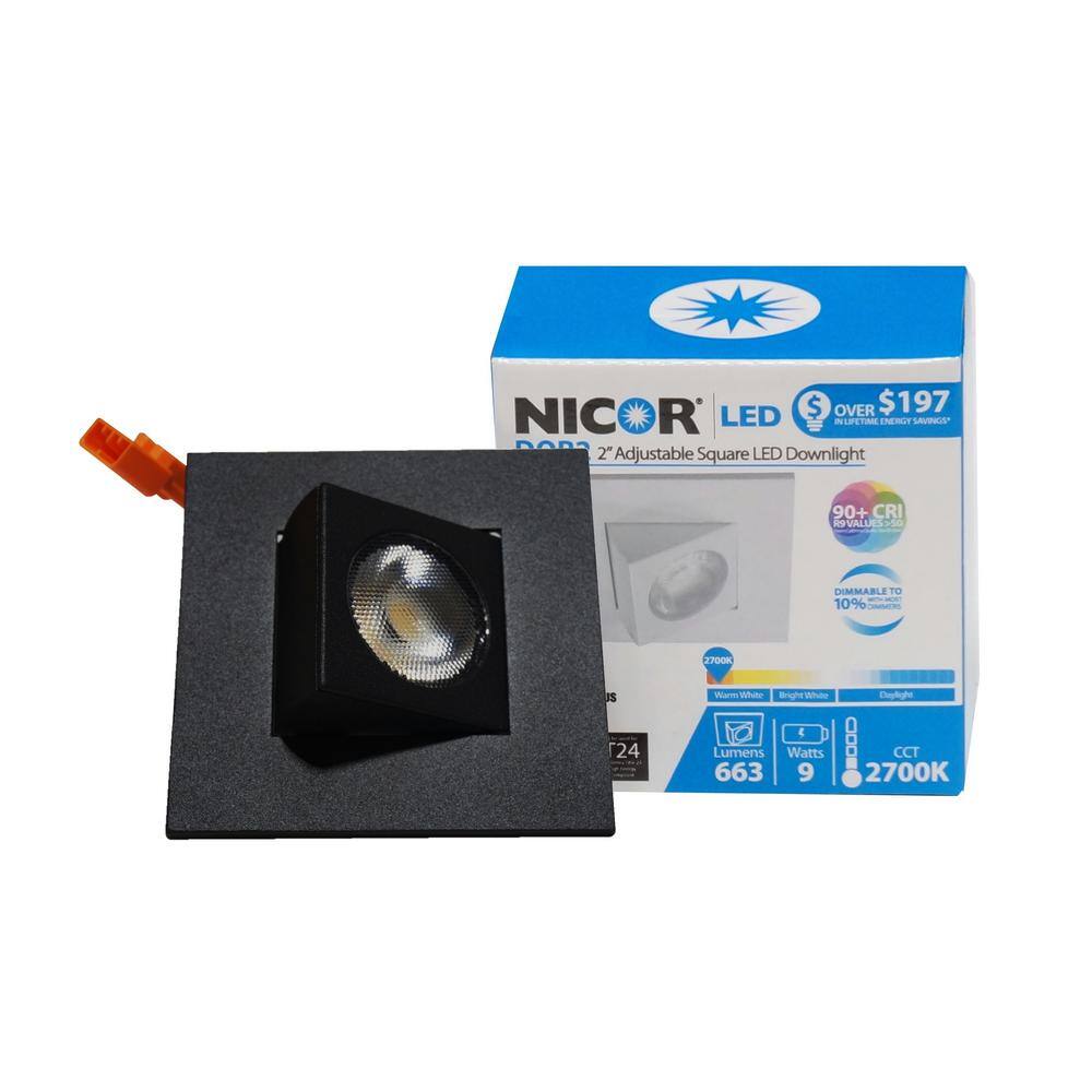 DQR Series 2 in. 3000K Square Eyeball Remodel or New Construction Integrated LED Recessed Downlight Kit in Black price history on PriceWatchPro
