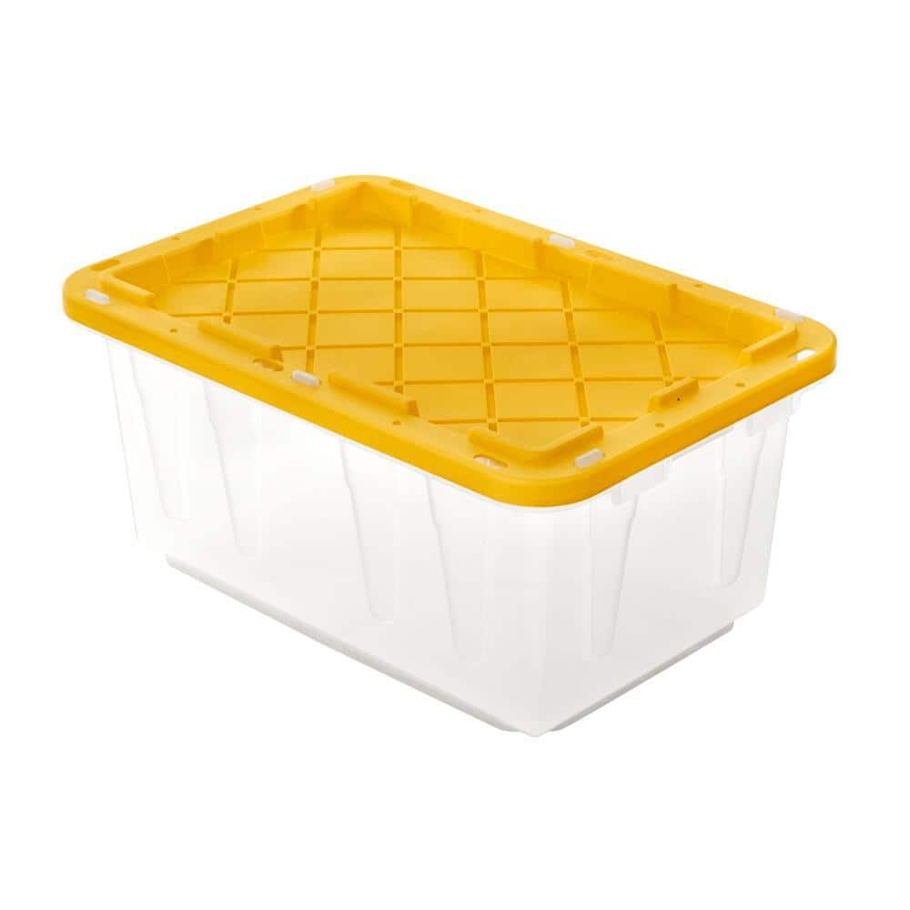 27 Gallon Stackable Snap Lid Plastic Storage Bin Container Camping