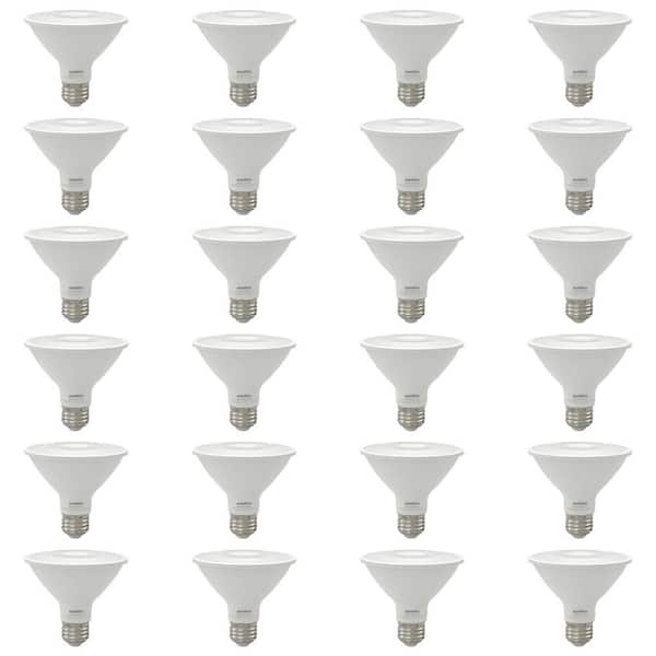 Sunlite 75-Watt Equivalent PAR30 Dimmable Floodlight E26 Base LED Light Bulb, Warm White 2700K (24-Pack)