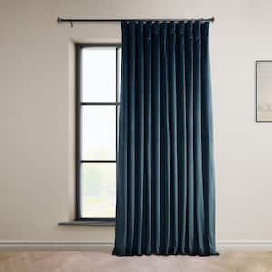 Signature Varsity Blue Plush Velvet Extrawide Hotel Blackout Rod Pocket Curtain - 100 in. W x 108 in. L (1 Panel)
