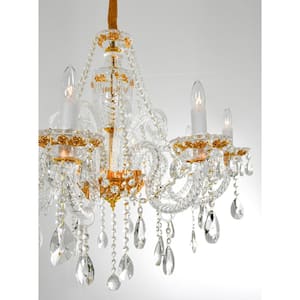 39-Light Gold Crystal Empire Chandelier for Living Room with No Bulbs Included