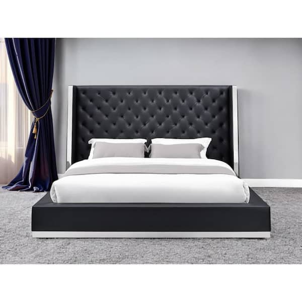 Black Wood Frame King Panel Bed