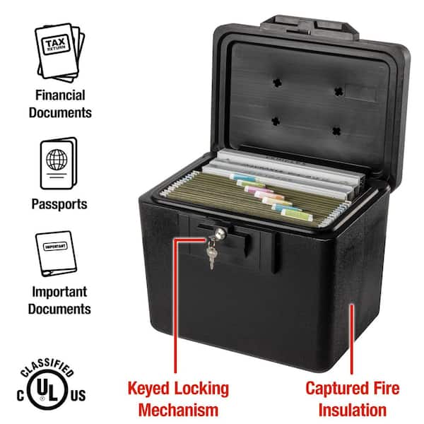 Fireproof Document Box File Organizer Box, Fireproof File Cabinet Box  Fireproof Storage Filing Cabinet Box with Lock, Portable Office Safe Box  for