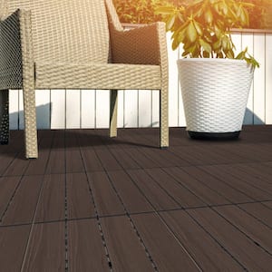 1 ft. W x 1 ft. L 6 Patio Tiles Woodgrain Wood/Polypropylene Interlocking Deck Tile Flooring in Mocha