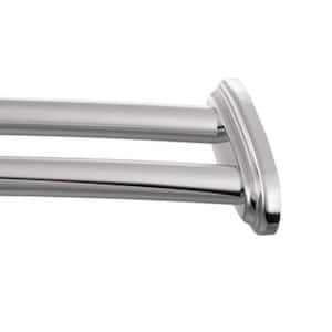 60 in. Stainless Steel Adjustable Double Curved Shower Rod in Chrome