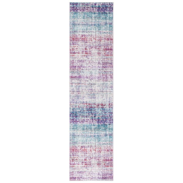 Skyler 2 ft. x 8 ft. Silver/Purple Distressed Overdyed Runner Rug