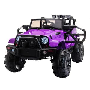 12-Volt Kids Ride On Truck Electric Car Ride on Vehicle with Remote Control MP3 Music LED Lights, Purple