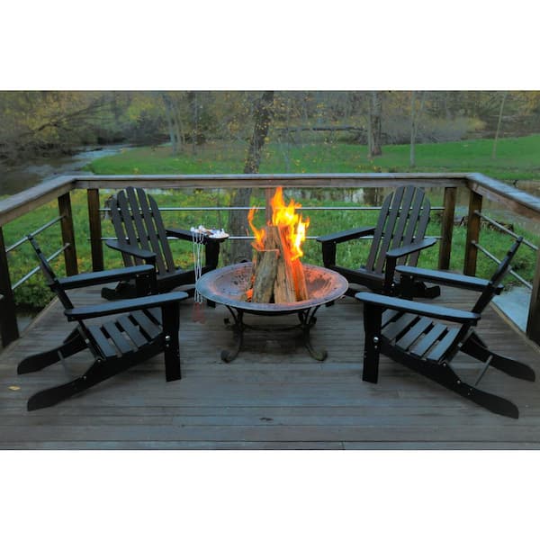 Icon Black Plastic Folding Adirondack Chair