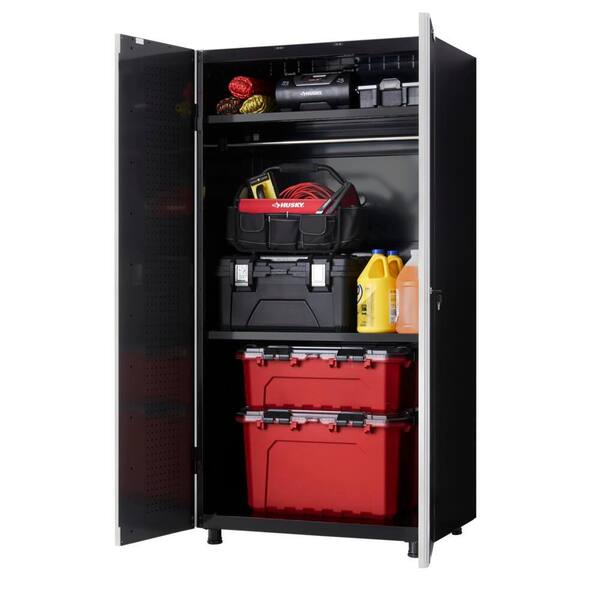 Husky Ready To Assemble 24 Gauge Steel Garage Gear Cabinet In Black 36 In W X 72 In H X 24 In D G3624w Us The Home Depot
