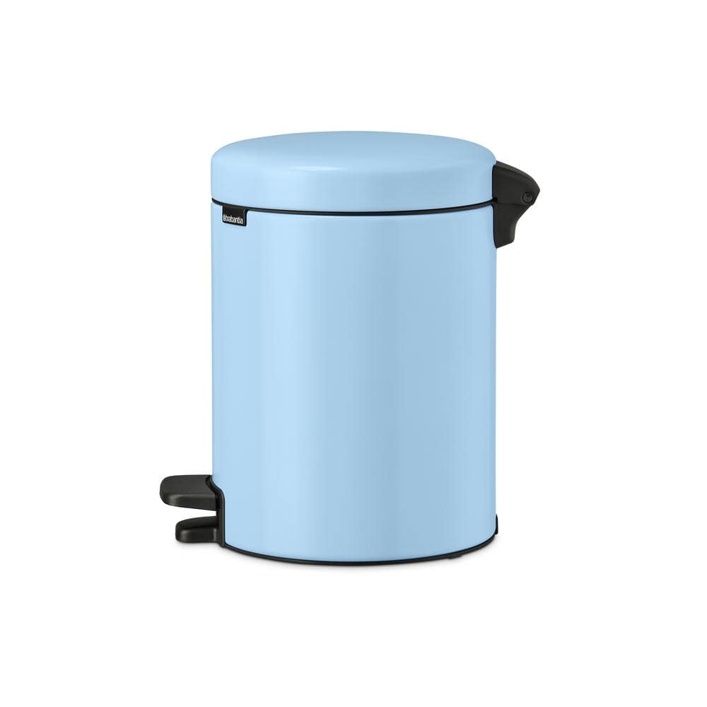 Dreamy Blue Plastic Round Pedal Trash Can, 1.3 Gallon