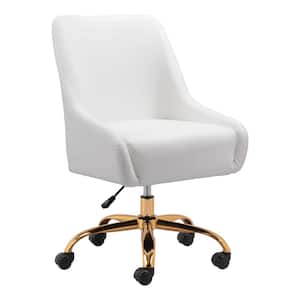 Madelaine White Polyurethane Seat Office Chair with Non-Adjustable Arms