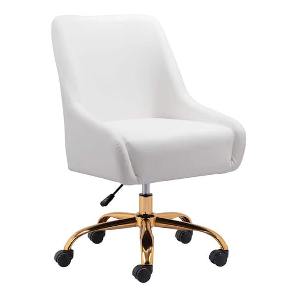 ZUO Madelaine White Polyurethane Seat Office Chair with Non-Adjustable Arms