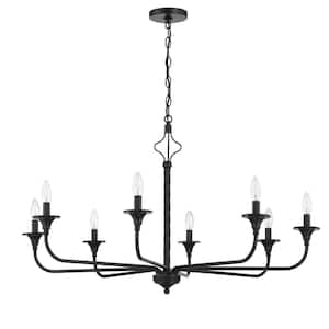 Jolenne 9-Light Flat Black Finish Transitional Chandelier for Kitchen/Dining/Foyer, No Bulbs Included