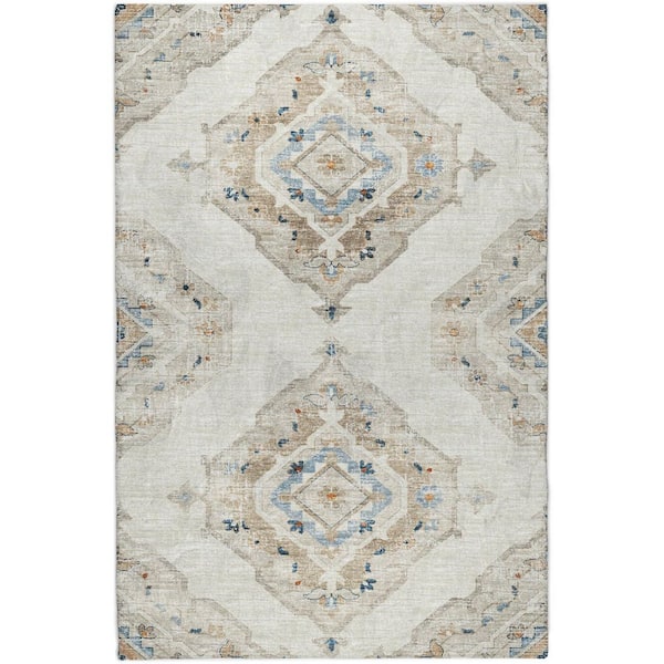 Dream Shag Premium Machine Washable Abstract ADS91 Linen 9 ft. x 12 ft. Area Rug