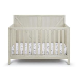 4-in-1 Rustic Farmhouse Convertible Crib Converts from Baby Crib to Toddler Bed, Daybed and Full-Size Bed, Wash Gray