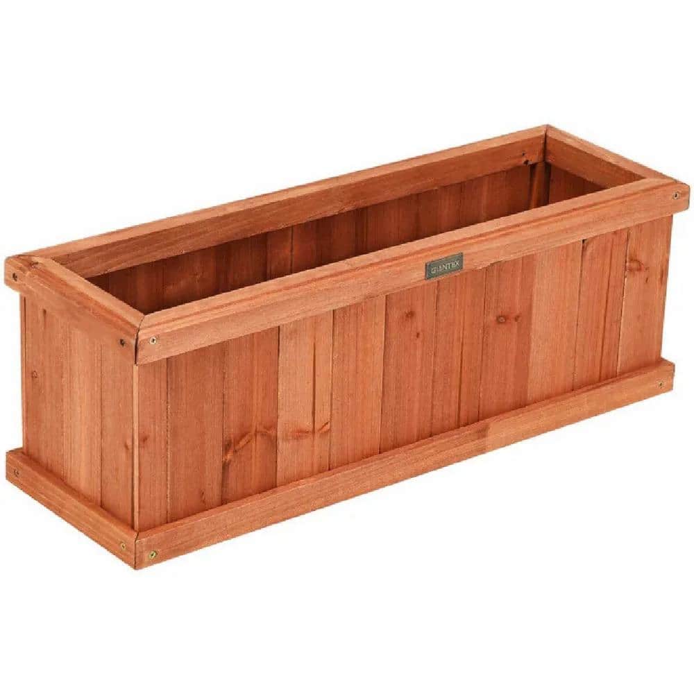 Outdoor Brown Wooden Decorative Planter Box for Garden Yard and Window-28.5