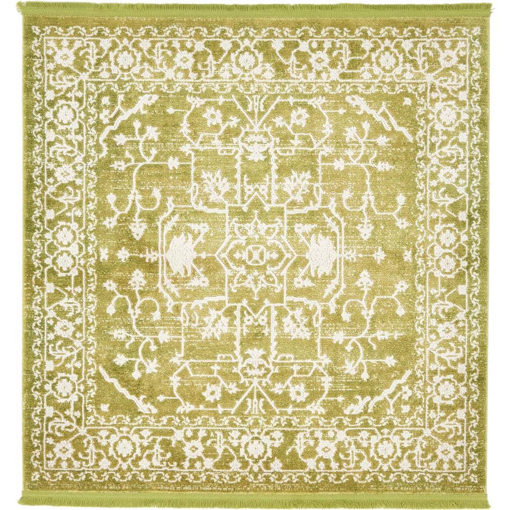 Unique Loom New Classical Olympia Light Green 4' 0 x 4' 0 Square Rug ...