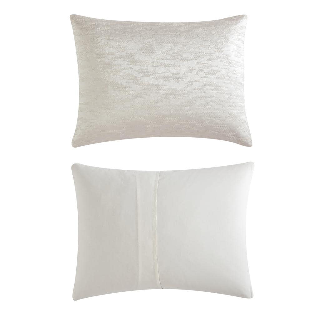 Ivory Abstract Stitching King Duvet Cover Set