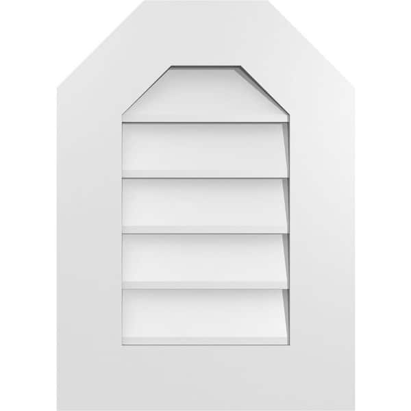 Ekena Millwork 16 in. x 22 in. Octagonal Top Surface Mount PVC Gable Vent: Decorative with Standard Frame