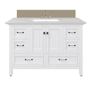 Britney 48 in. W x 22 in. D White Single Sink Bathroom Vanity with Carrara Quartz Top and Undermount Sinks